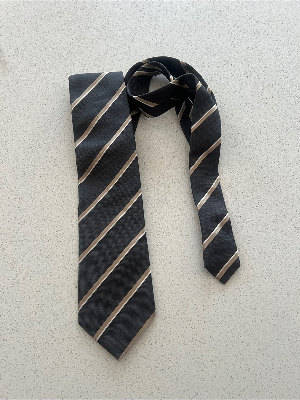Ermenegildo Zegna Striped Tie Gray Tan White